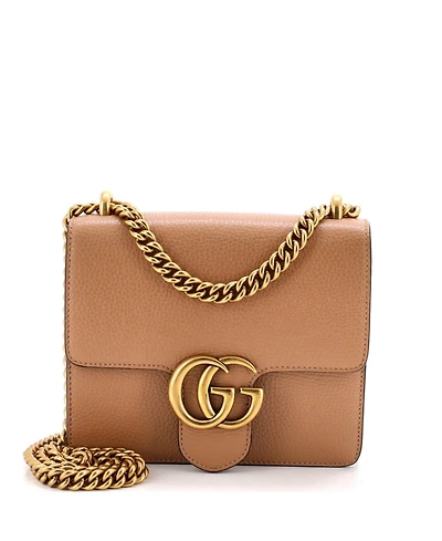 Pre-Owned Gucci Small Gg Marmont Chain Shoulder Bag Leather