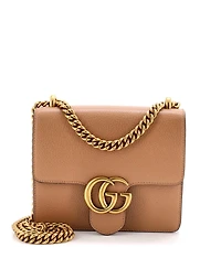 Pre-Owned Gucci Small Gg Marmont Chain Shoulder Bag Leather