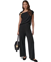 Donna Karan New York Women's Wide-Leg High-Waisted Pull-On Wool Pants