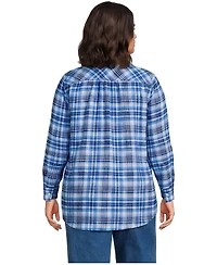 Lands' End Plus Flannel Boyfriend Long Sleeve Shirt