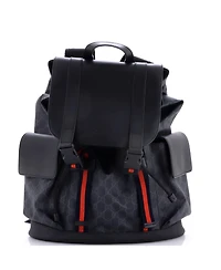 Pre-Owned Gucci Large Double Pocket Buckle Backpack Gg Coated Canvas
