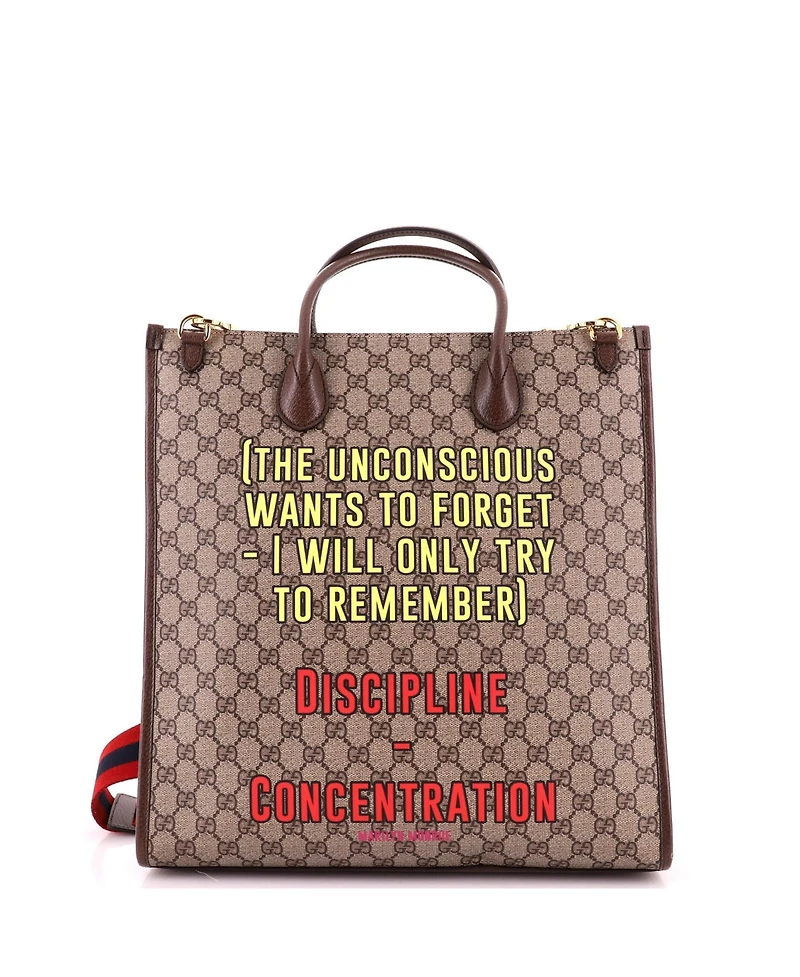 Pre-Owned Gucci Large Interlocking G Patch Convertible Tote Printed Gg Coated Canvas