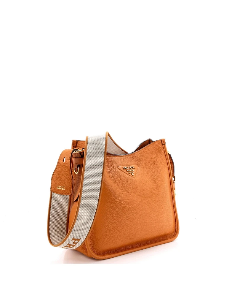 Pre-Owned Prada Medium Logo Strap Crossbody Bag Vitello Daino