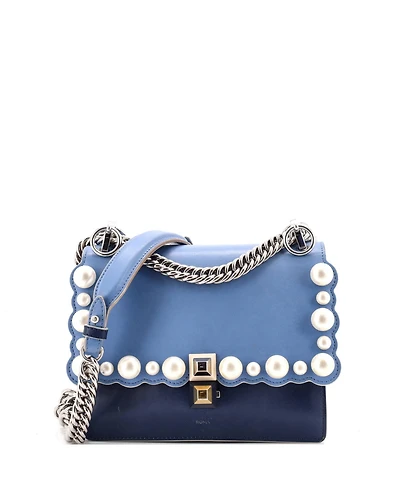 Pre-Owned Fendi Small Kan I Bag Pearl Embellished Leather