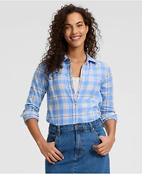 Lands' End Women's Flannel Boyfriend Long Sleeve Shirt