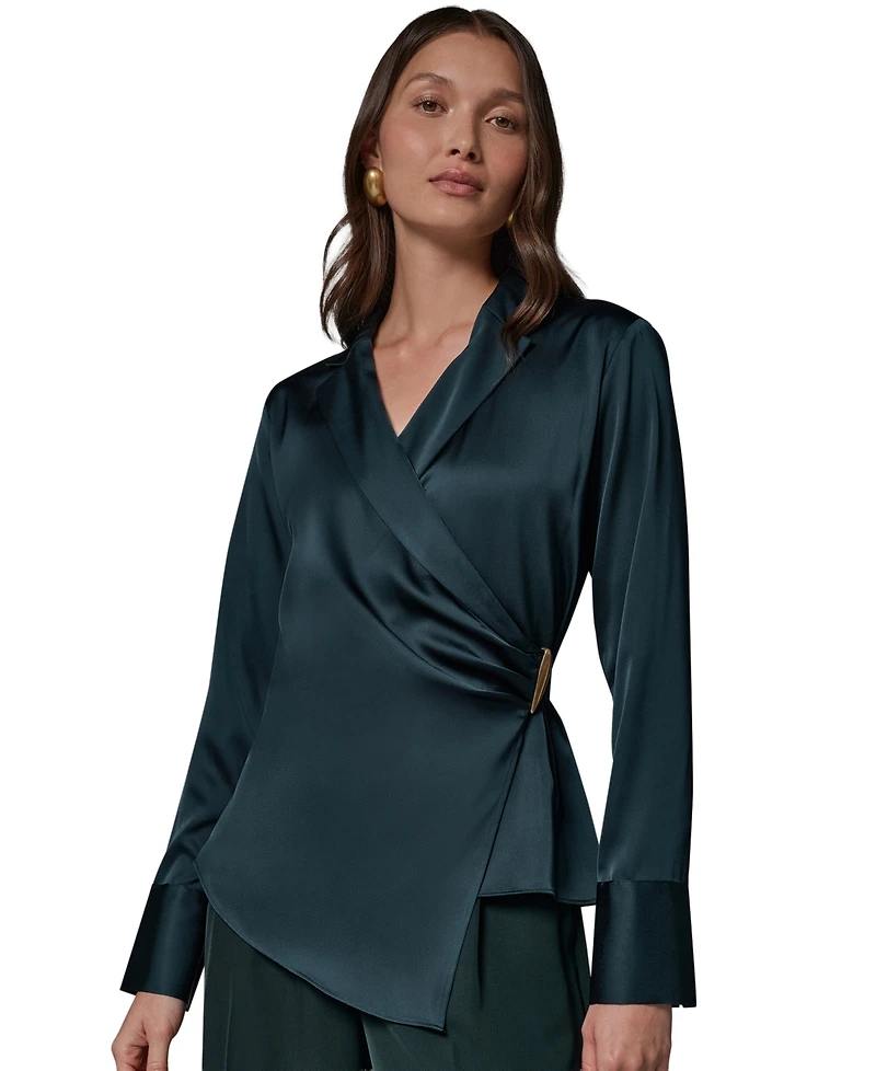 Donna Karan New York Women's V-Neck Long-Sleeve Blouse