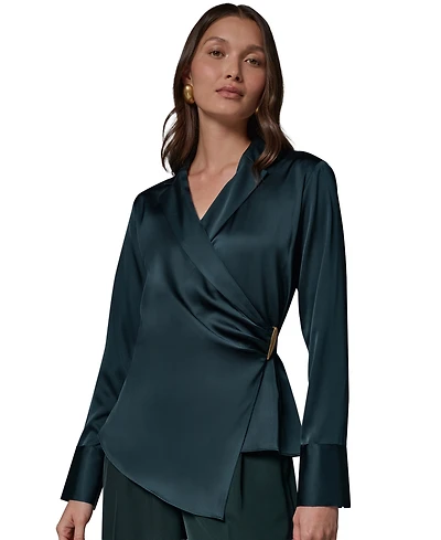 Donna Karan New York Women's V-Neck Long-Sleeve Blouse