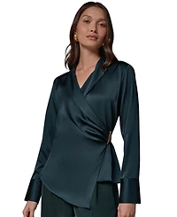 Donna Karan New York Women's V-Neck Long-Sleeve Blouse