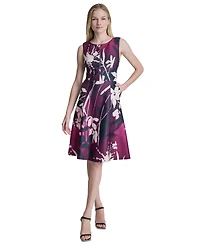 Dkny Women's Sleeveless Crewneck A-Line Midi Dress