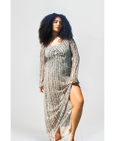Fashion-szn Curve Plus Sheer Spot-Print Kaftan