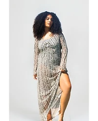 Fashion-szn Curve Plus Sheer Spot-Print Kaftan