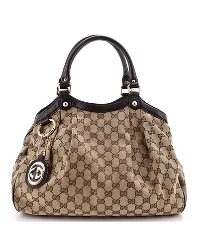 Pre-Owned Gucci Medium Sukey Tote Gg Canvas with Leather