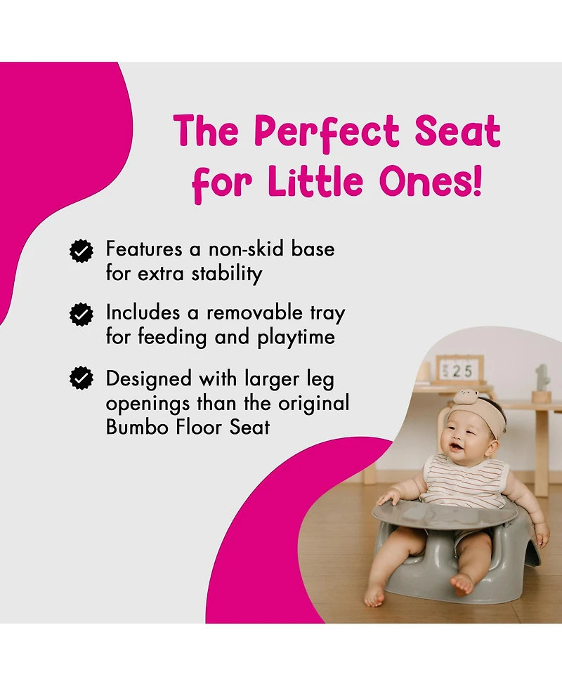 Bumbo Ages 3-12 Months Floor Seat Lite Portable Baby Chair with Removable Tray