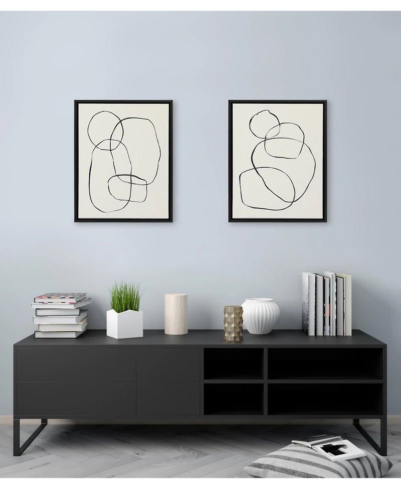 Kate and Laurel Sylvie Going Circles Framed Textured Canvas Set by Teju Reval of SnazzyHues