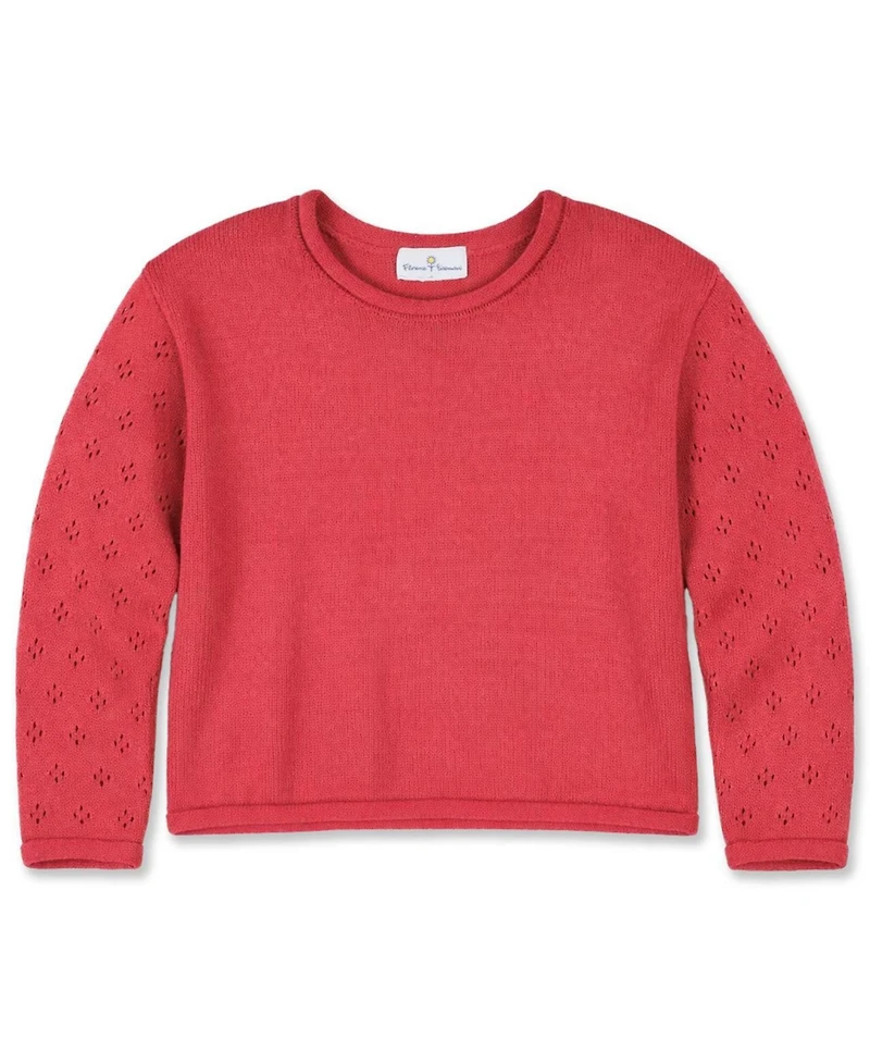 Florence Eiseman Girls' 4-16 Drop-Shoulder Pointelle Cotton Sweater