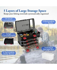 Piscifun 5 Layer Fishing Tackle Box Organizer With Removable Utility Boxes Adjustable Dividers Portable Storage
