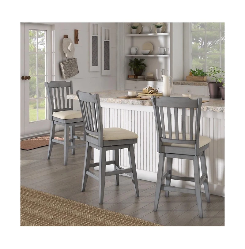 iNSPIRE Q Lea Slat Swivel Counter Stool