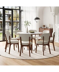 Streamdale Furniture Solid Wood Chenille Dining Chairs, Set of 4