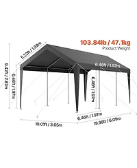 Yiortwo 10 x 20 Feet Carport Canopy, Heavy Duty Portable Car Garage Shelter Tent