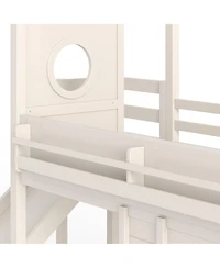 Streamdale Furniture Twin House Loft Bed with Slide, Wardrobe and Bookshelves