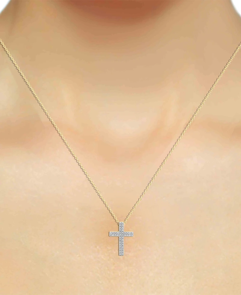 Forever Grown Diamonds Lab-Grown Diamond Double Row Cross Pendant Necklace (2 ct. t.w.) Sterling Silver (Also 14k Gold-Plated Silver)