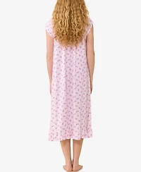 Eileen West Women's Cap-Sleeve Floral Ruffled-Hem Nightgown