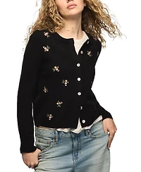 Lucky Brand Women's Floral-Embroidered Long-Sleeve Cardigan