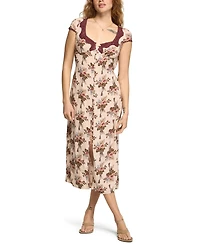 Lucky Brand Women's Cap-Sleeve Tie-Back Floral-Print Slip Dress