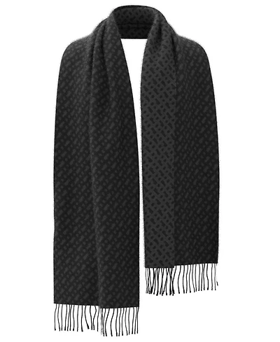 Hugo Boss Monogram-Jacquard Fringe Wrap Scarf