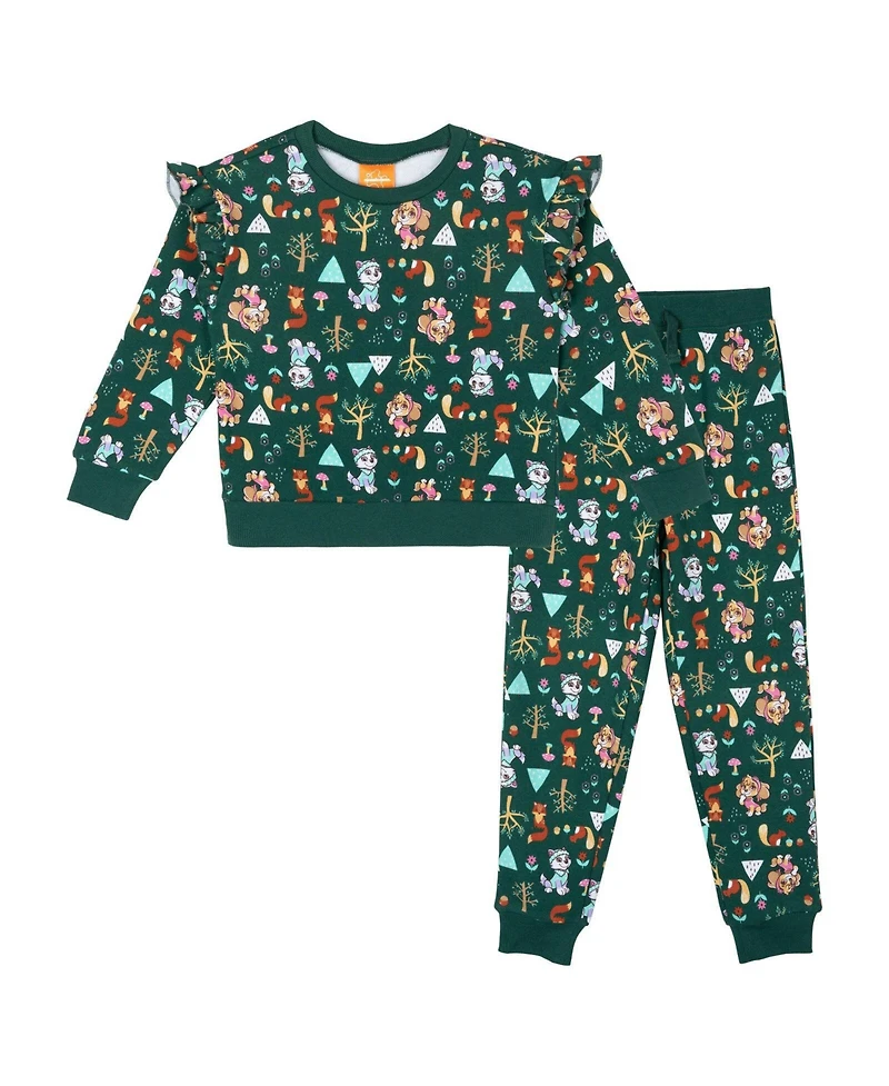 Paw Patrol Girls' 4-16 Long Sleeve Fleece-Blend Sweatshirt and Joggers, 2-Piece Set