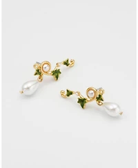 Fable England Ivy and Pearl Climber Earrings in Gold