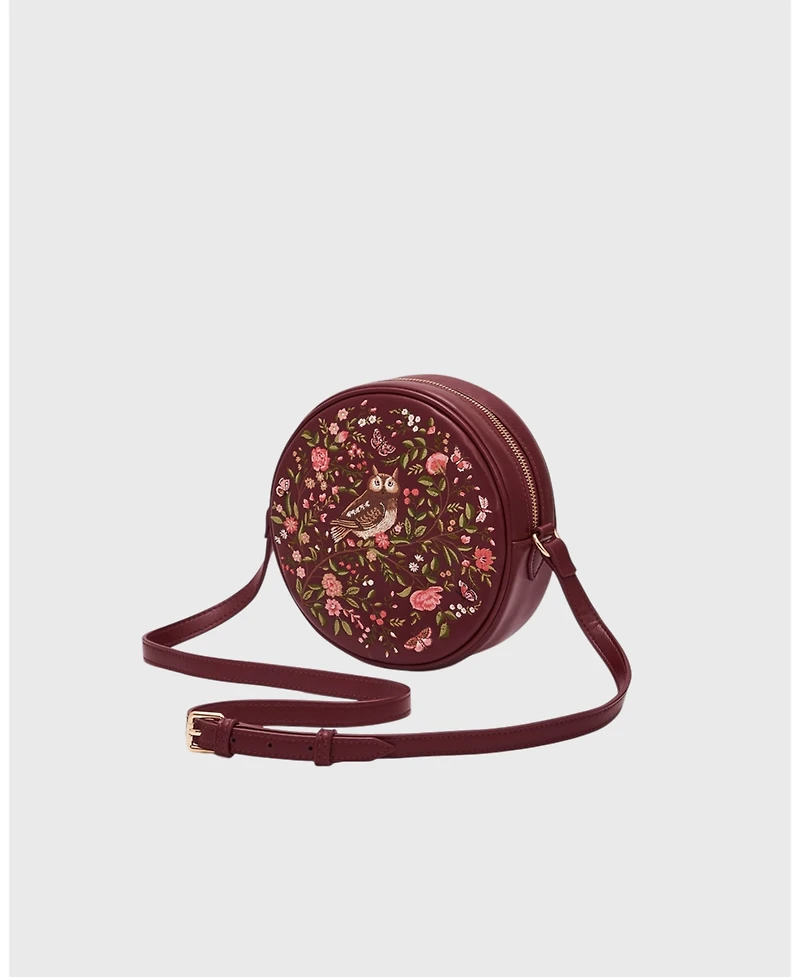 Fable England Chloe Owl Embroidered Circle Bag