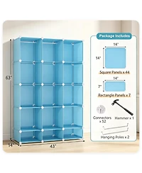 Slickblue 3-Cube Modular Kids Wardrobe with Clothes Rods and Storage Shelves