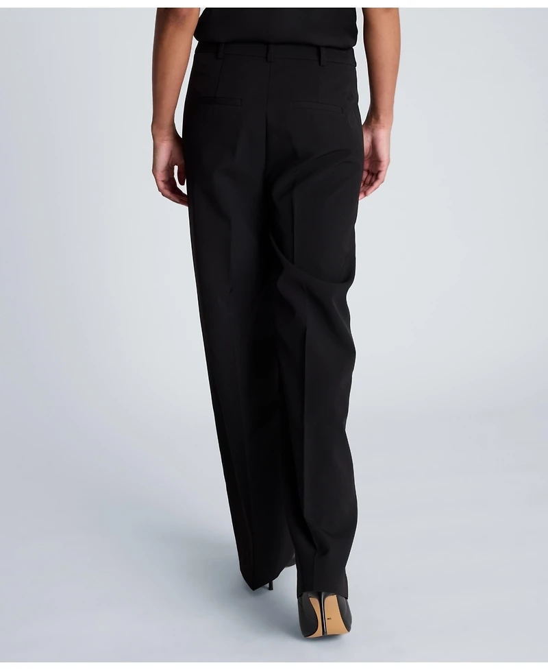 Kenneth Cole Women's Luxe Stretch Twill High Rise Wide-Leg Pants