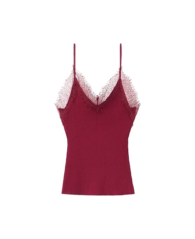 Mango Women's V-Neck Lace Camisole