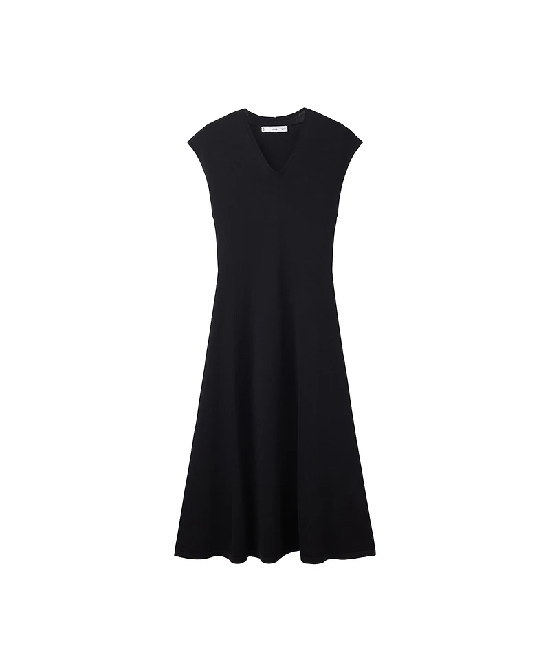 Mango Women's V-Neck A-Line Midi Dress