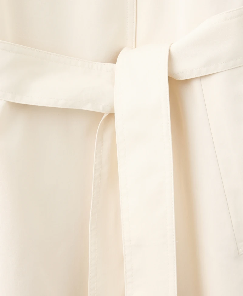 Mango Women's Belted Funnel-Neck Long Trench Coat