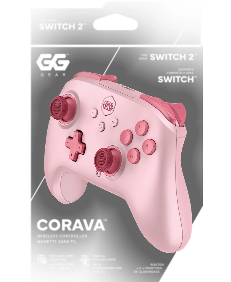 Gg Gear Gripz Corava Wireless Hall-Effect Racing Wheel + Controller, 2-Piece Bundle for Nintendo Switch 2