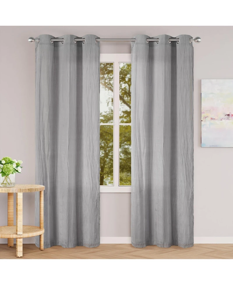 Awesome Home Grommet Broomstick Crush Curtains Pair
