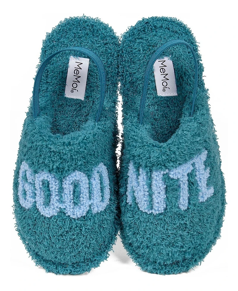 Memoi Kids Boy Good Nite Fluffy Faux Sherpa Slippers Scuff