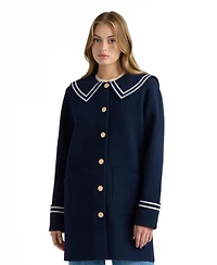 Nvlt Women's Mink Eyelash Sailor Collar Coatigan