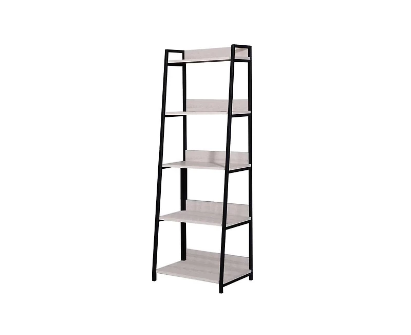 HomeRoots 67" Metal Five Tier Ladder Bookcase