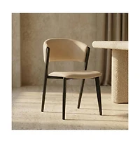 LeisureMod Aspen Modern Dining Chairs Leather Kitchen Side Chair - Open Back and Curved Design, Iron Legs, Accent Seating for Dining Room