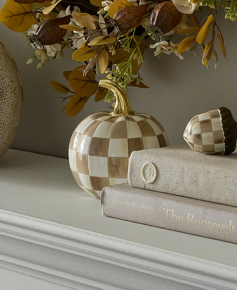 MacKenzie-Childs Mocha Check Mini Pumpkin