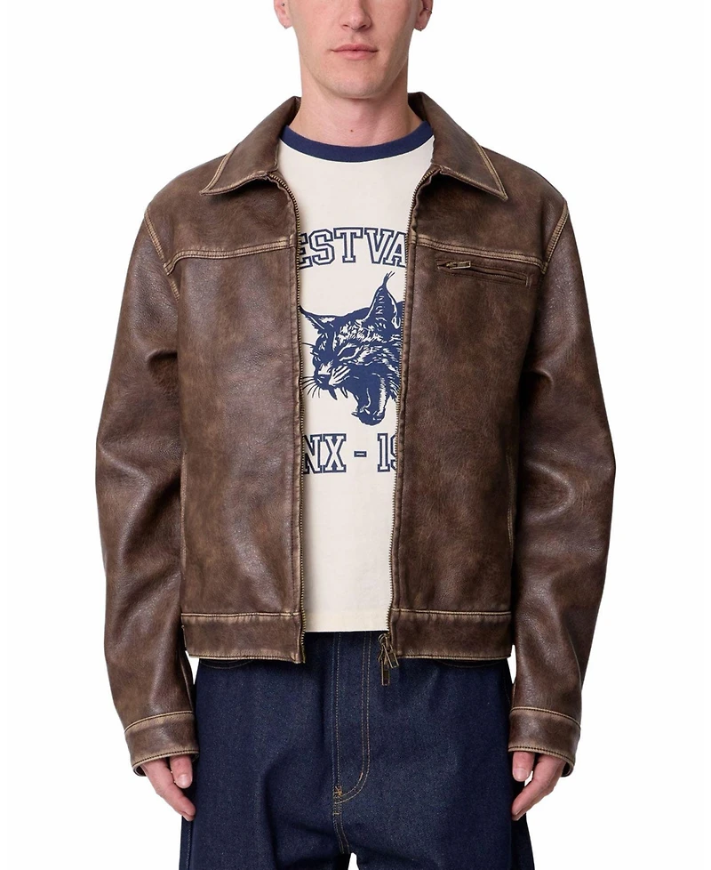 mnml Men's Washed Leather Jacket