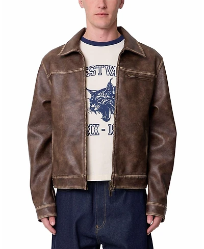 mnml Men's Washed Leather Jacket