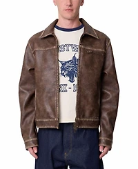 mnml Men's Washed Leather Jacket