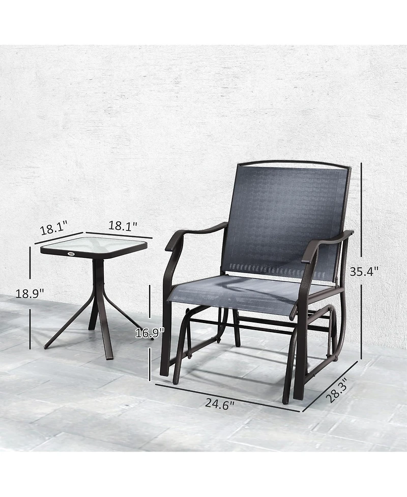 Slickblue 3-Piece Outdoor Rocking Chair Set with 2 Chairs and End Table