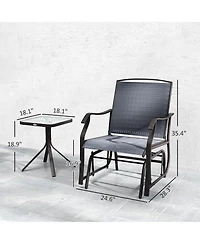 Slickblue 3-Piece Outdoor Rocking Chair Set with 2 Chairs and End Table