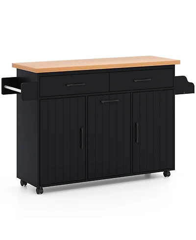 Volenca Rolling Kitchen Island Cart with Storage Shelves and Casters
